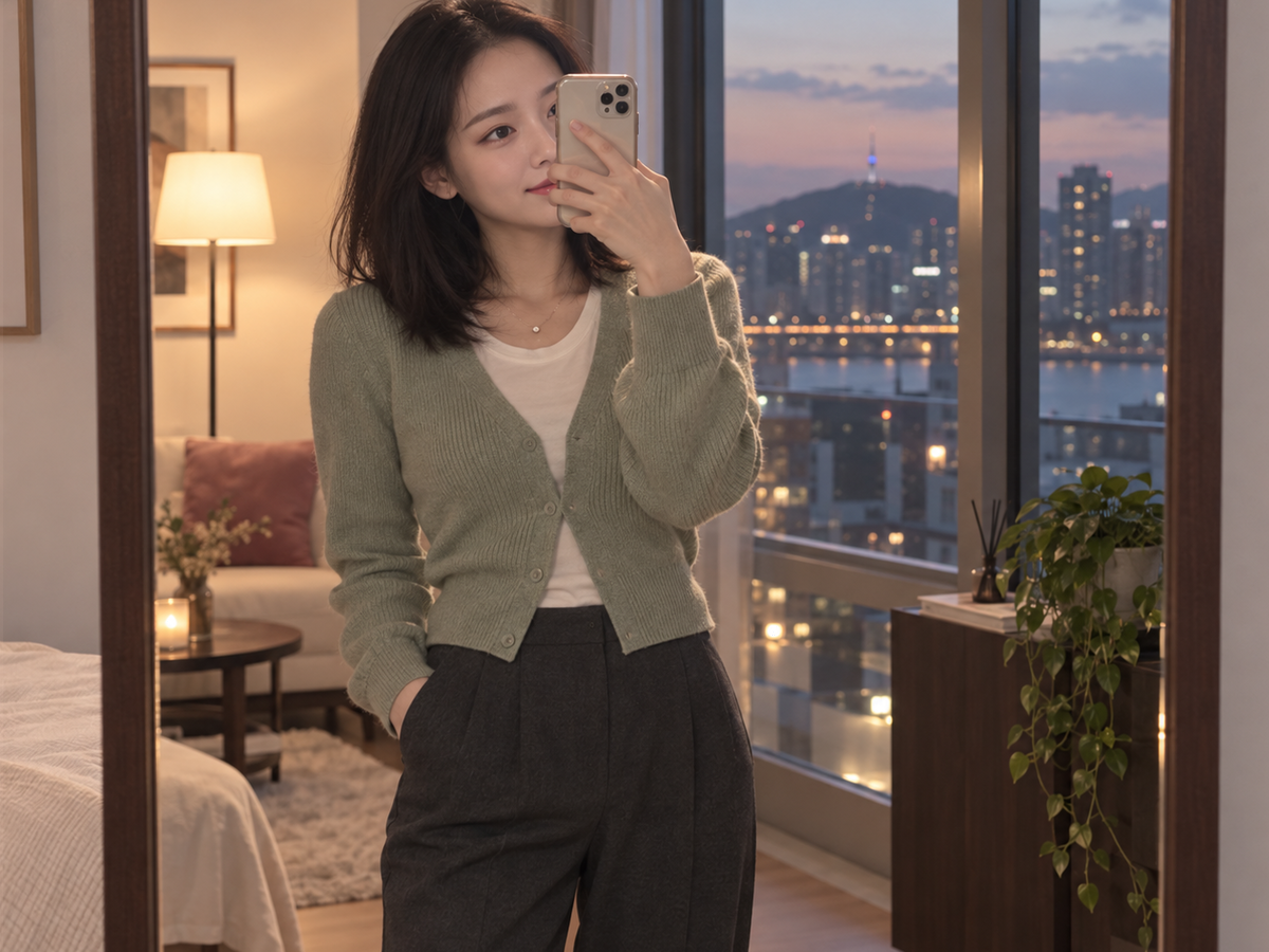 서울특별시 구로구 신도림 이동과 방문 일정을 안내하는 젊은 성인 한국 여성 관리사